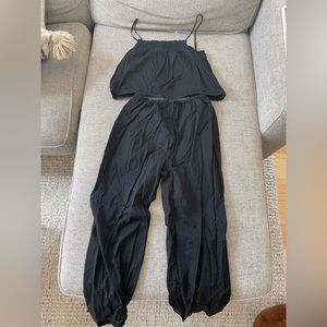 Reformation Tanager Linen Set in Black / Size Small